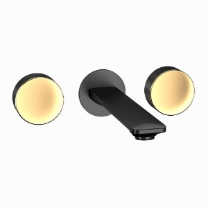 Picture of Exposed Part Kit of In-wall 3-Hole Basin Mixer - Lever: Gold Matt PVD | Body: Black Matt