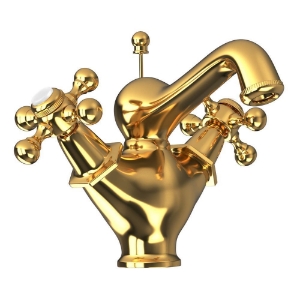 Picture of Monoblock Basin Mixer with popup waste - Full Gold