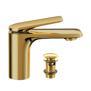 Picture of Single lever basin mixer with click clack waste - Gold Bright PVD