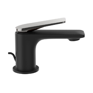 Picture of Single Lever Basin Mixer with Popup Waste - Lever: Black Chrome | Body: Black Matt